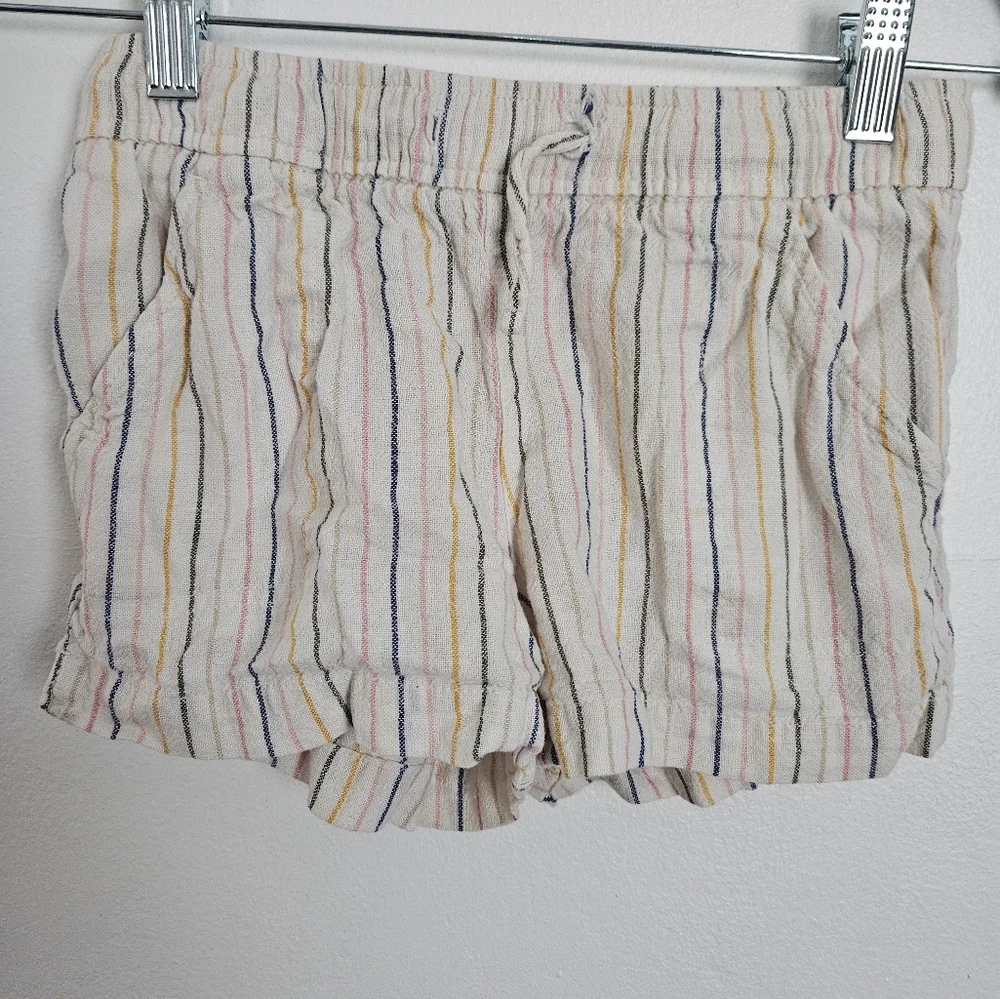 Old Navy Kids Striped Linen Blend Shorts Elastic Waist Drawstring Size M 8